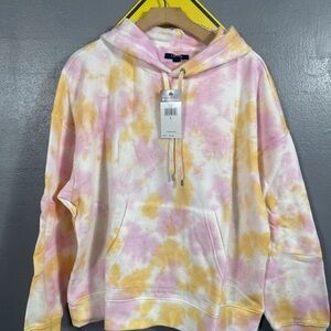 Chaps by Ralph Lauren Sz. Large Pink/Orange/Cream Tie-Dye Hoodie NWT